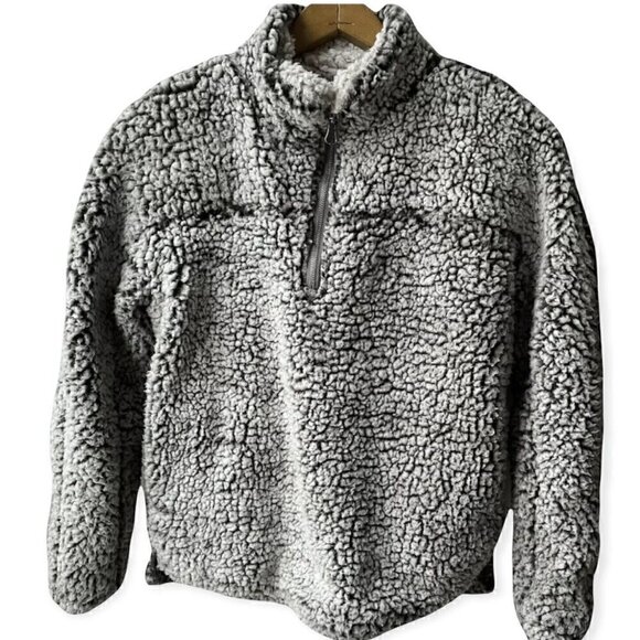 Thread & Supply 1/2 Zip Sherpa Fleece Pullover Women’s XS Charcoal Gray - Picture 1 of 12